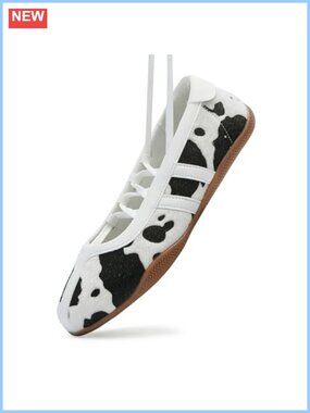 Mary Jane Fashion Sneakers Lace Up Ballet Flats Comfortable PU Walking Shoes
